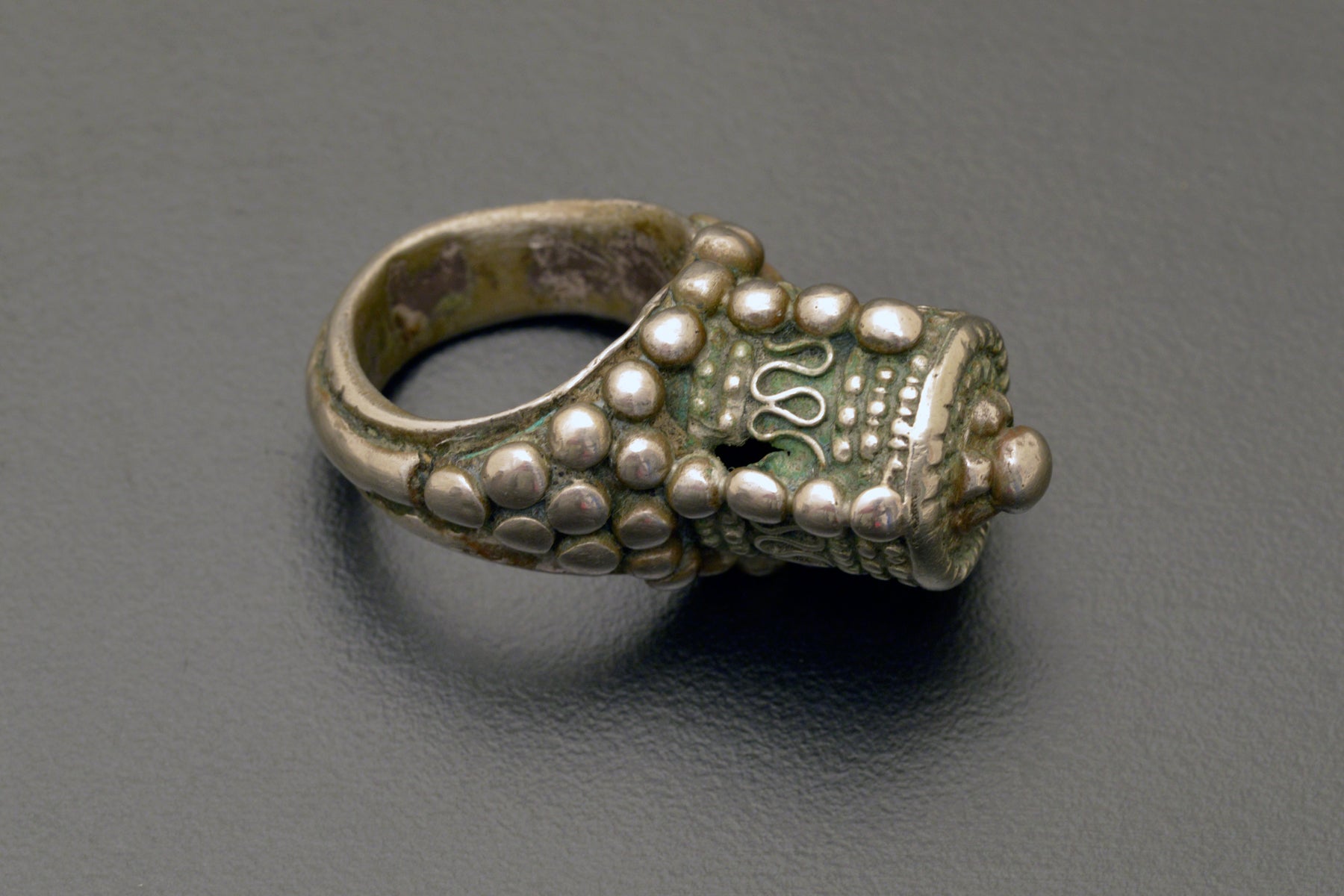 Silver ring with granulation